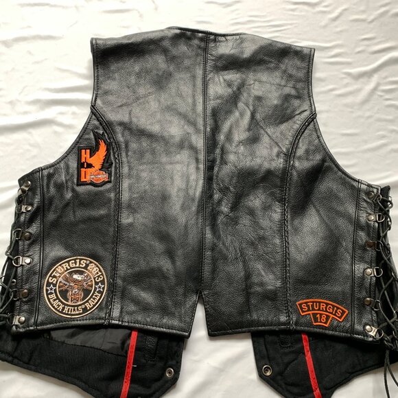 Milwaukee Women's Black Leather Motorcycle Vest XL Patches - Picture 5 of 7